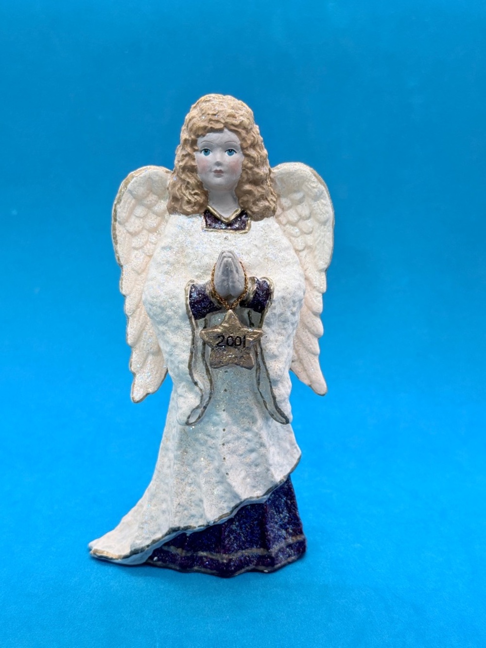 Belsnickle Angel Figurine w Embedded Coin Nickel on Bottom of Figurine L Baldwin